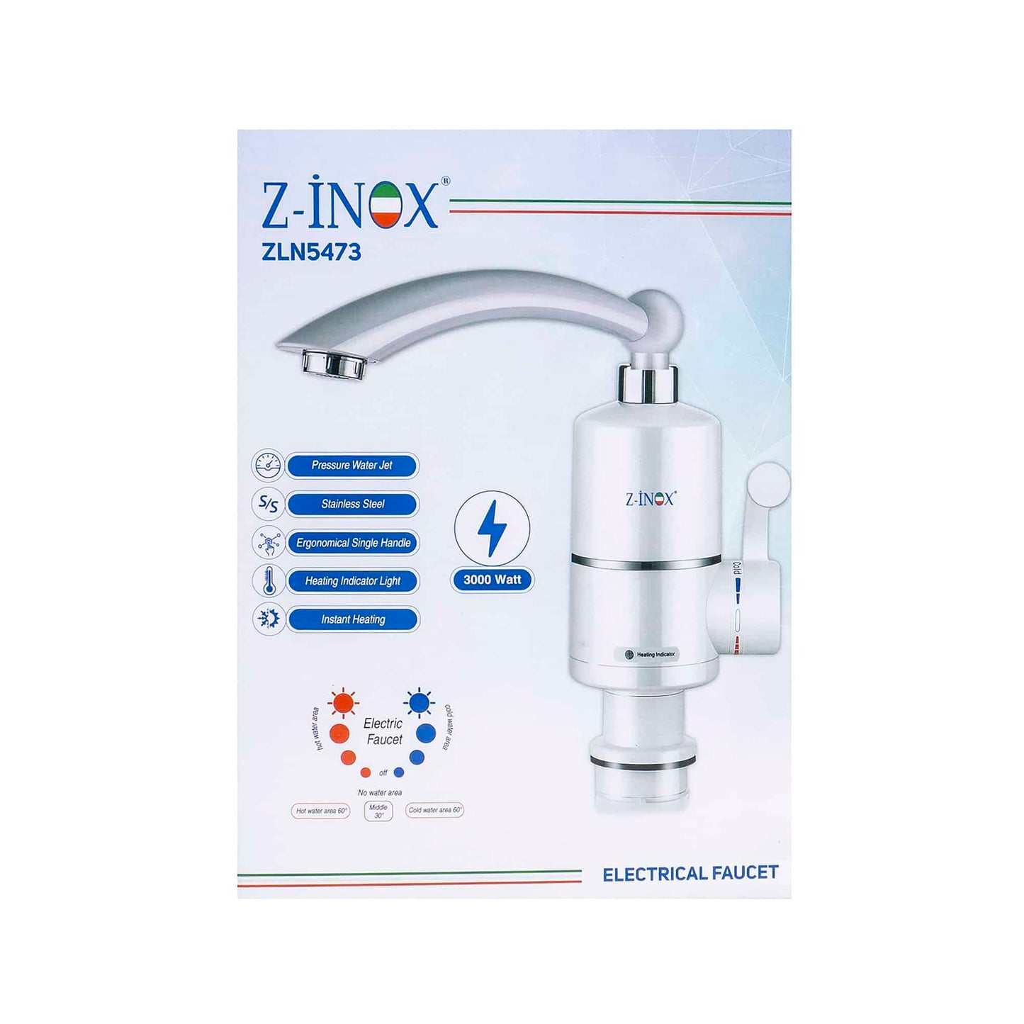 Baterie apa lavoar electrica, putere 3000W, instant apa calda, inox / ZLN 5473