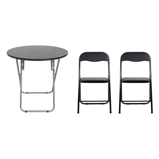 Masa plianta rotunda cu blat mdf, dimensiuni 70x70cm, negru plus 2 x scaun bucatarie pliant (DSY 1115) / ZLN 6937_2S
