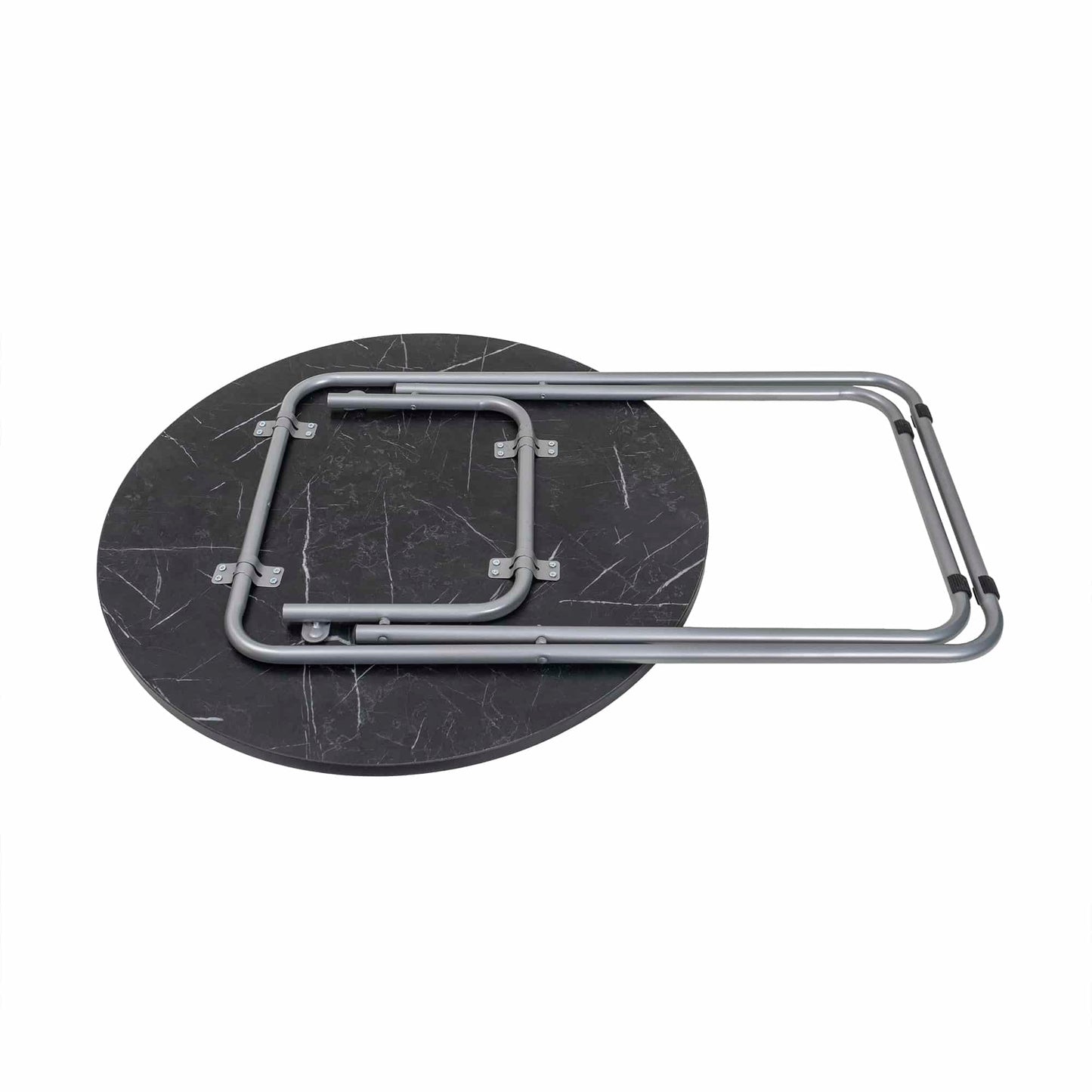 Masa plianta rotunda cu blat mdf, dimensiuni 70x70cm, negru plus 2 x scaun bucatarie pliant (DSY 1115) / ZLN 6937_2S