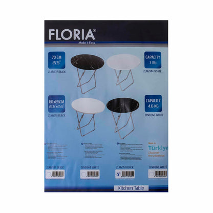 Masa plianta rotunda cu blat mdf, dimensiuni 70x70cm, alb / ZLN 6944