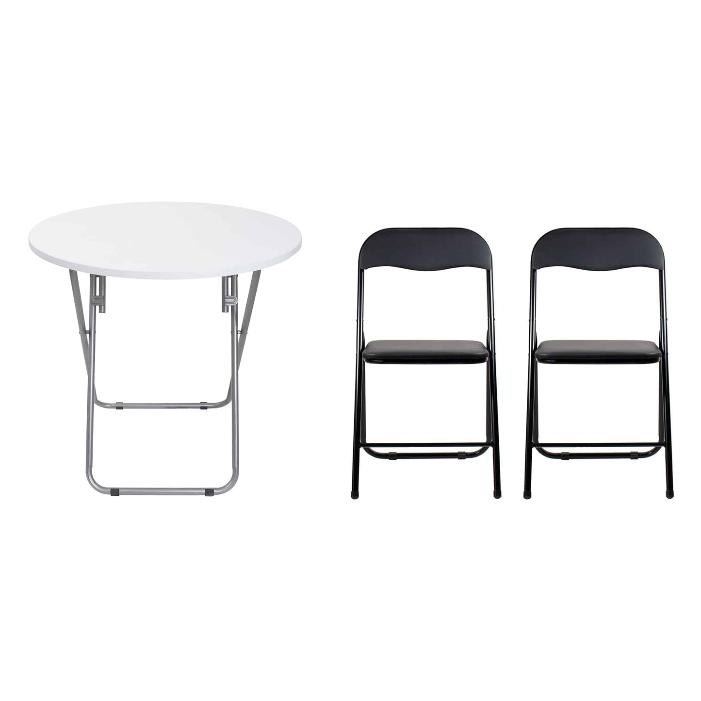 Masa plianta rotunda cu blat mdf, dimensiuni 70x70cm, alb (ZLN 6944) plus 2 x scaun bucatarie pliant (DSY 1115) / ZLN 6944_2S