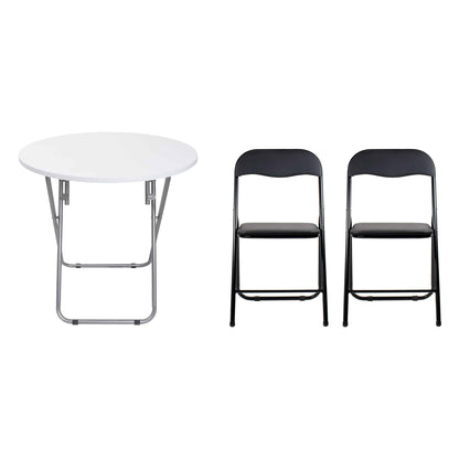 Masa plianta rotunda cu blat mdf, dimensiuni 70x70cm, alb (ZLN 6944) plus 2 x scaun bucatarie pliant (DSY 1115) / ZLN 6944_2S
