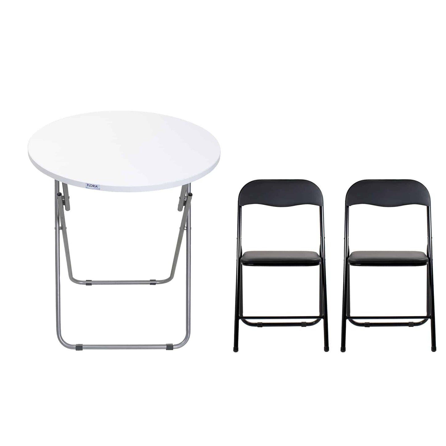 Masa plianta rotunda cu blat mdf, dimensiuni 60x65cm, alb (ZLN 6968) plus 2 x scaun bucatarie pliant (DSY 1115) / ZLN 6968_2S