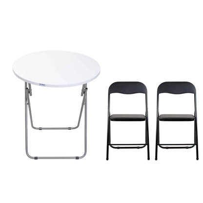 Masa plianta rotunda cu blat mdf, dimensiuni 60x65cm, alb (ZLN 6968) plus 2 x scaun bucatarie pliant (DSY 1115) / ZLN 6968_2S