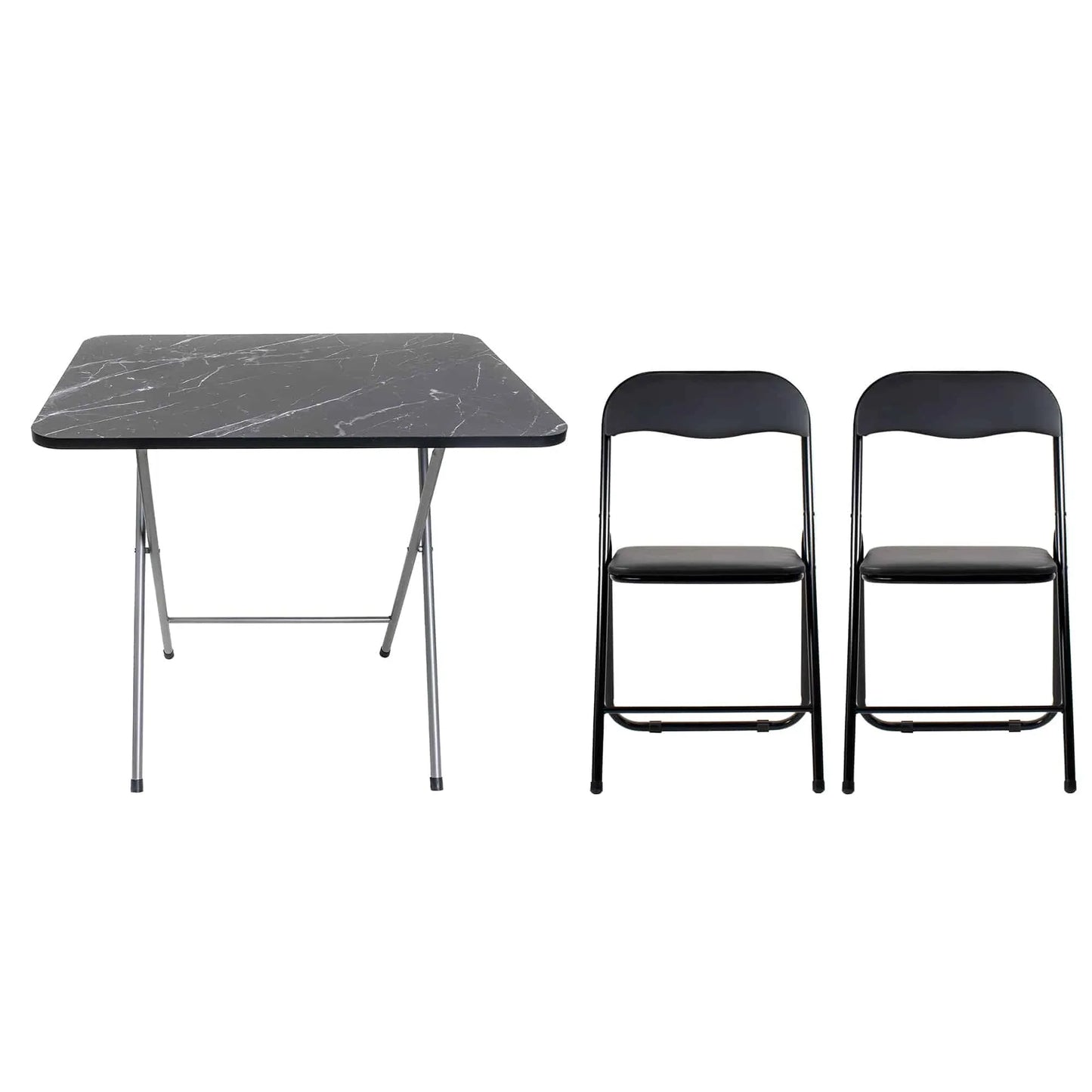 Masa plianta cu blat mdf, dimensiuni 60x80x70cm, negru (ZLN 6975) plus 2 x scaun bucatarie pliant (DSY 1115) / ZLN 6975_2S - 221.ro