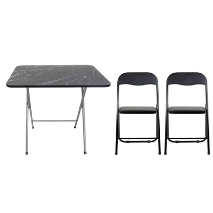 Masa plianta cu blat mdf, dimensiuni 60x80x70cm, negru (ZLN 6975) plus 2 x scaun bucatarie pliant (DSY 1115) / ZLN 6975_2S - 221.ro