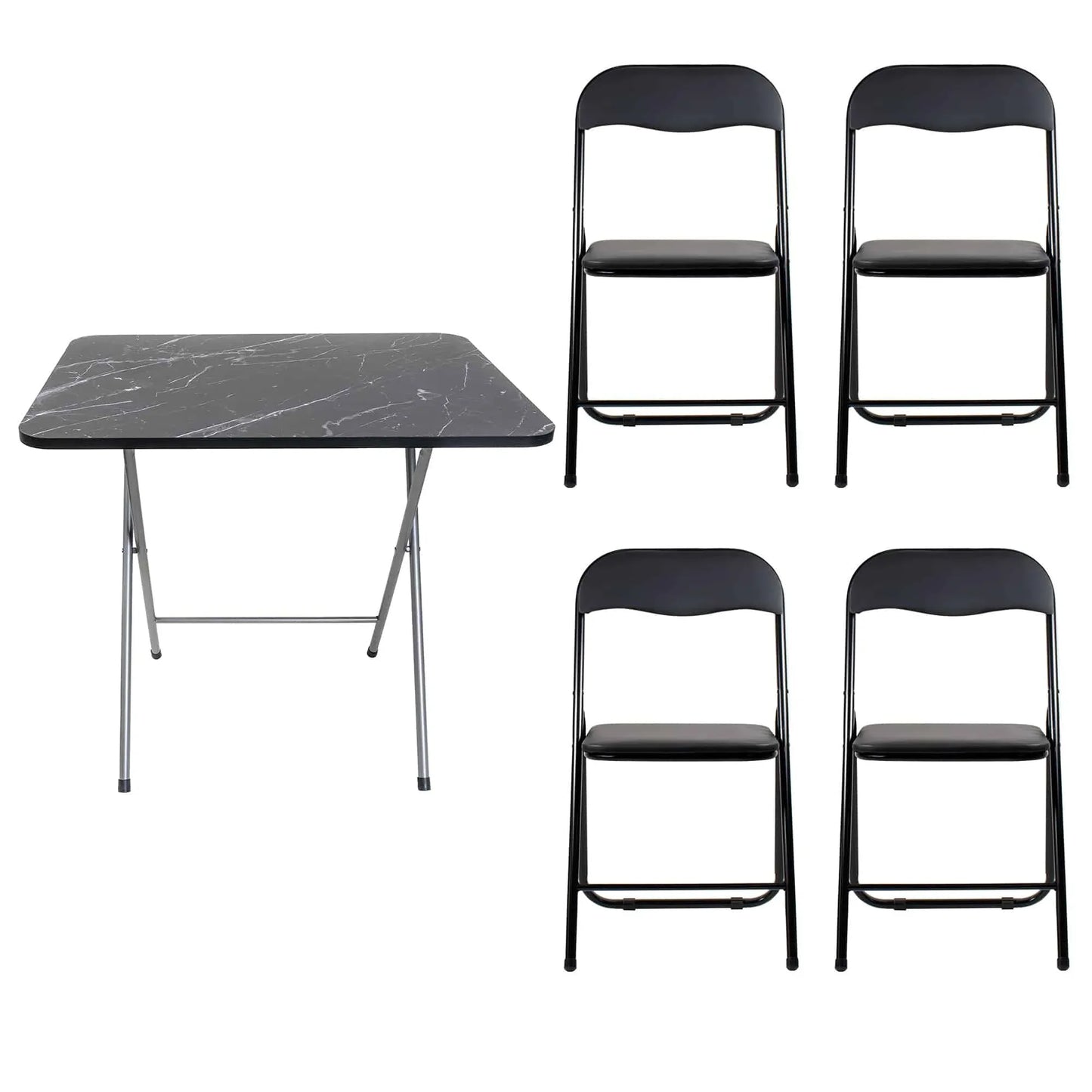 Masa plianta cu blat mdf, dimensiuni 60x80x70cm, negru (ZLN 6975) plus 4 x scaun bucatarie pliant (DSY 1115) / ZLN 6975_4S - 221.ro