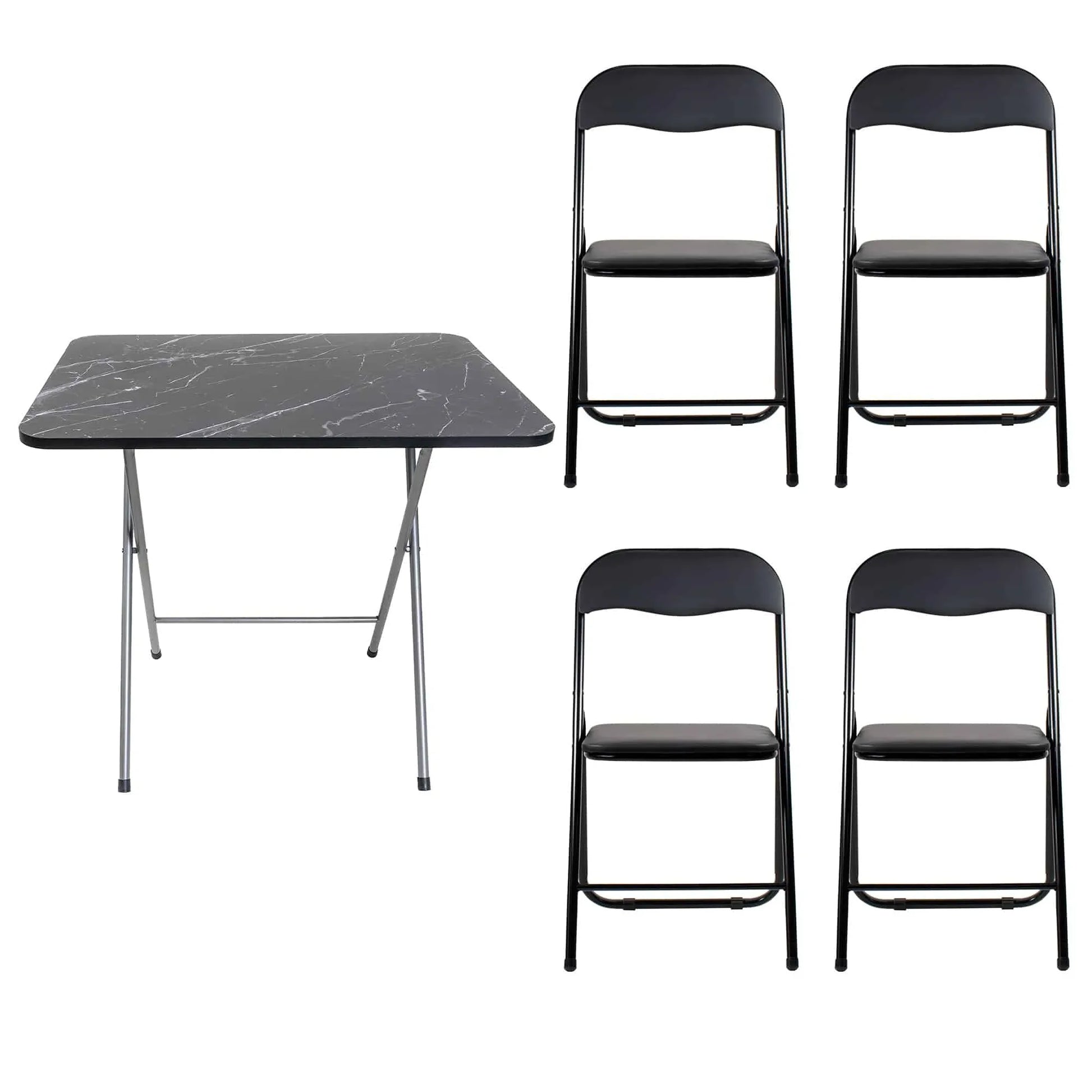 Masa plianta cu blat mdf, dimensiuni 60x80x70cm, negru (ZLN 6975) plus 4 x scaun bucatarie pliant (DSY 1115) / ZLN 6975_4S - 221.ro