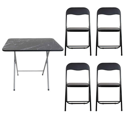 Masa plianta cu blat mdf, dimensiuni 60x80x70cm, negru (ZLN 6975) plus 4 x scaun bucatarie pliant (DSY 1115) / ZLN 6975_4S - 221.ro