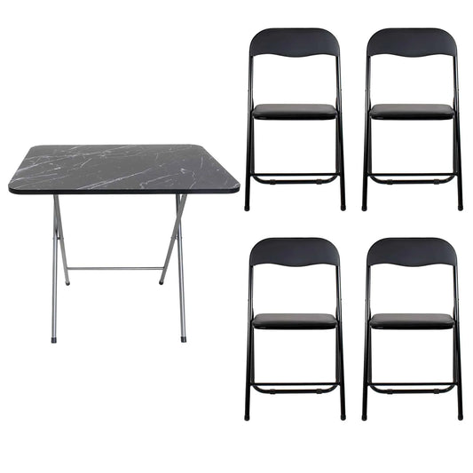 Masa plianta cu blat mdf, dimensiuni 60x80x70cm, negru (ZLN 6975) plus 4 x scaun bucatarie pliant (DSY 1115) / ZLN 6975_4S - 221.ro