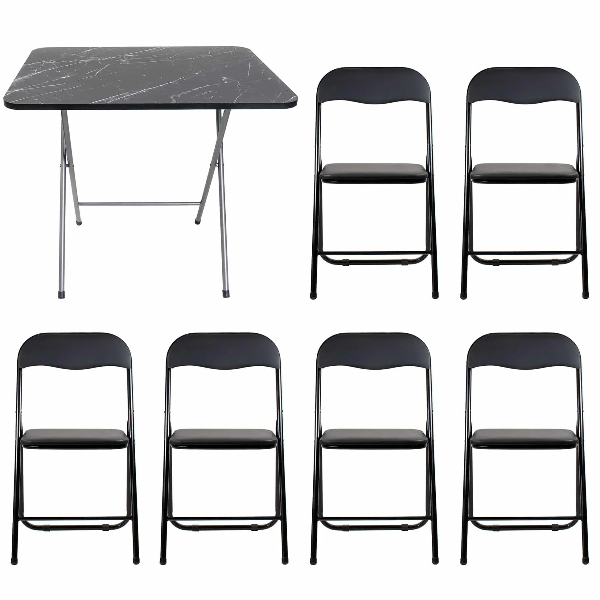 Masa plianta cu blat mdf, dimensiuni 60x80x70cm, negru (ZLN 6975) plus 6 x scaun bucatarie pliant (DSY 1115) / ZLN 6975_6S - 221.ro