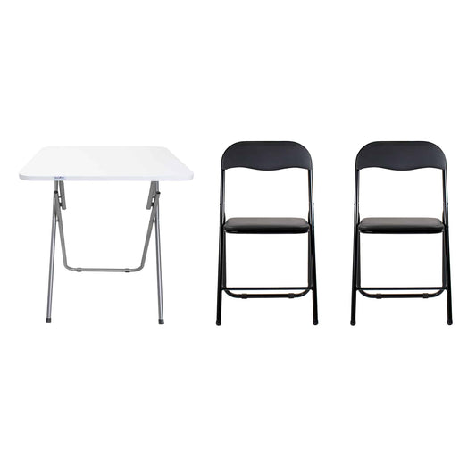 Masa plianta cu blat mdf, dimensiuni 60x60x72cm, alb (ZLN 7002) plus 2 x scaun bucatarie pliant (DSY 1115) / ZLN 7002_2S