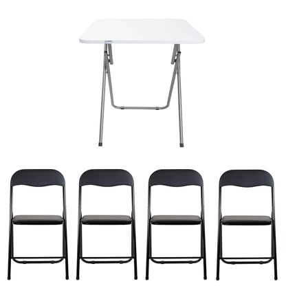 Masa plianta cu blat mdf, dimensiuni 60x60x72cm, alb (ZLN 7002) plus 4 x scaun bucatarie pliant (DSY 1115) / ZLN 7002_4S