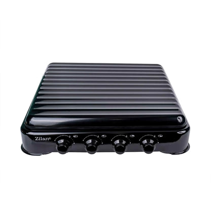 Pachet Aragaz 4 ochiuri, 55X50cm, Ceas pentru butelie,  2m furtun pentru gaz, 3 x coliere pentru furtun, aprinzator, negru / ZLN 7079B_N