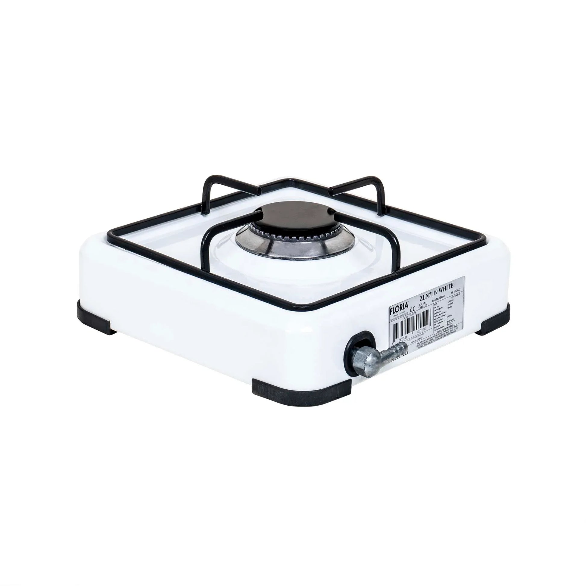 Pachet aragaz 1 ochi, 28×28 cm plus (ceas pentru butelie, 2 m furtun pentru gaz, 3 coliere pentru furtun, aprinzator) alb / ZLN 7119_1 - 221.ro