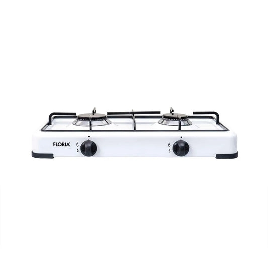 Pachet aragaz 2 ochiuri, 51×28 cm plus (ceas pentru butelie, 2 m furtun pentru gaz, 3 coliere pentru furtun, aprinzator) alb / ZLN 7129_1 - 221.ro