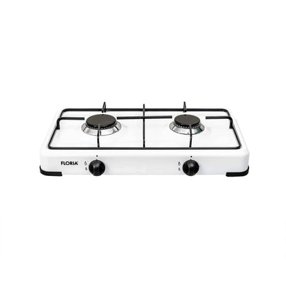 Pachet aragaz 2 ochiuri, 51×28 cm plus (ceas pentru butelie, 2 m furtun pentru gaz, 3 coliere pentru furtun, aprinzator) alb / ZLN 7129_1 - 221.ro