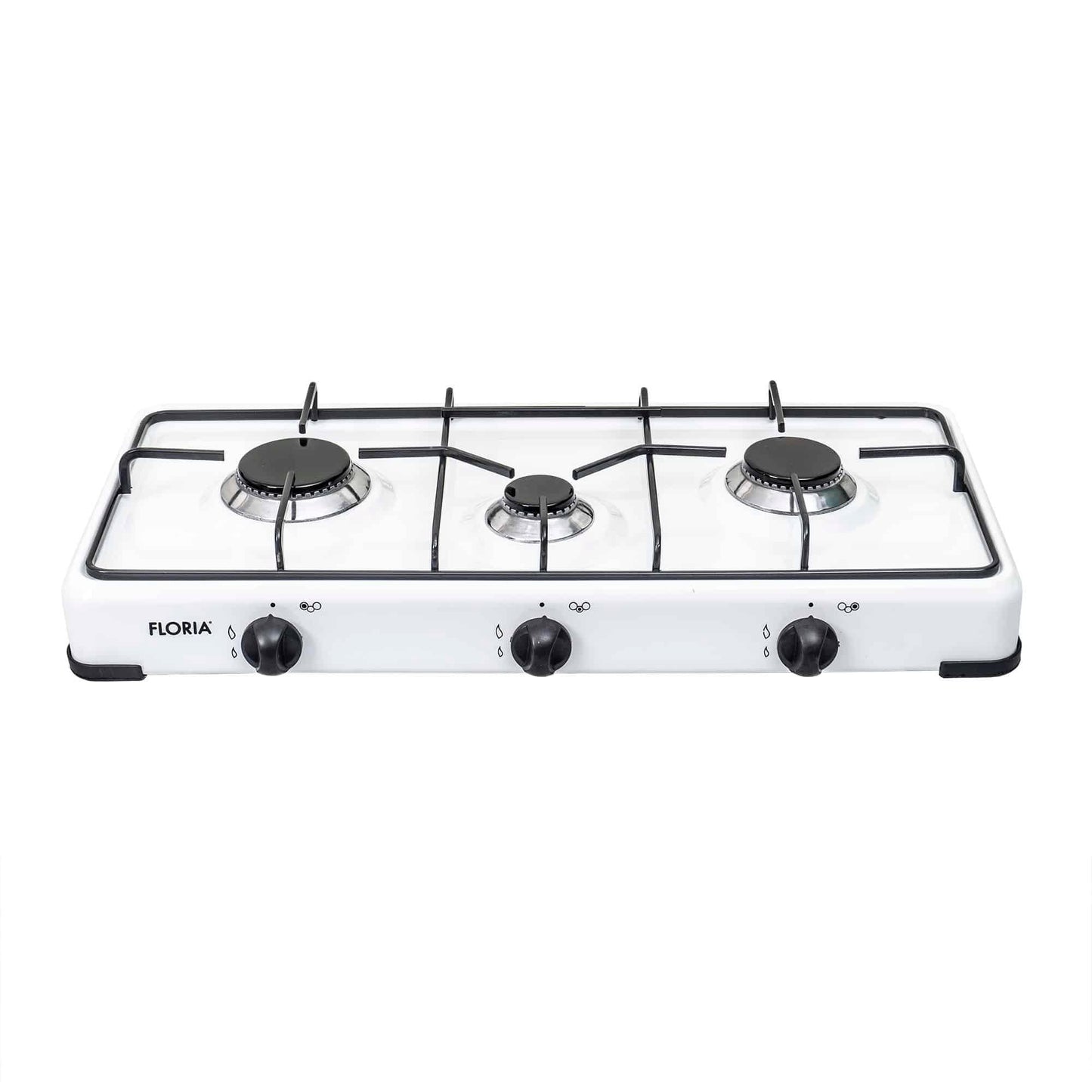 Pachet aragaz 3 ochiuri, 62×30 cm plus (ceas pentru butelie, 2 m furtun pentru gaz, 3 coliere pentru furtun, aprinzator) alb / ZLN 7139_1 - 221.ro