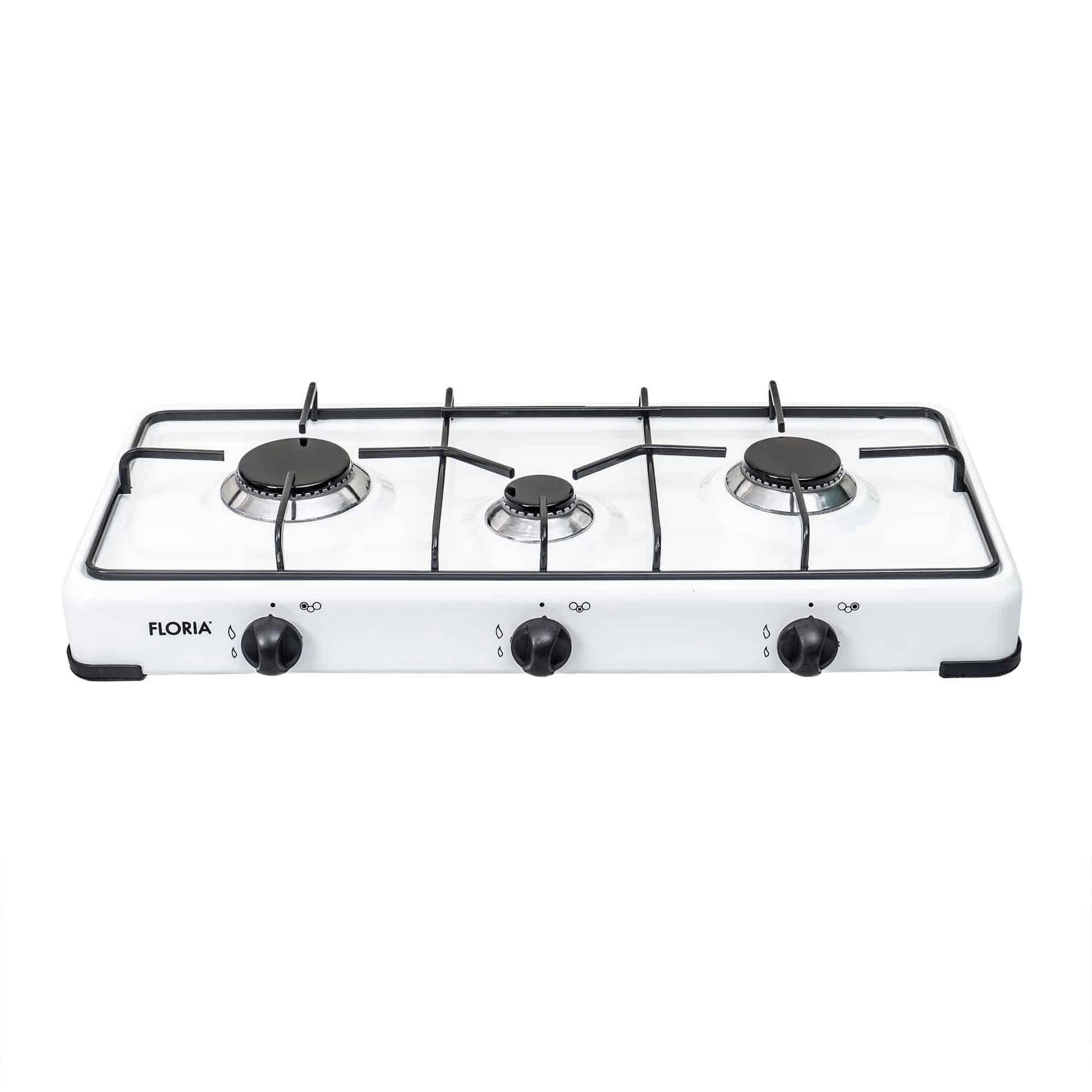 Pachet aragaz 3 ochiuri, 62×30 cm plus (ceas pentru butelie, 2 m furtun pentru gaz, 3 coliere pentru furtun, aprinzator) alb / ZLN 7139_1 - 221.ro