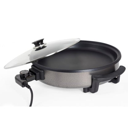 Tigaie electrica rotunda, pizza, grill, diametru 38 cm, putere 1500 W, capac sticla / ZLN 7870