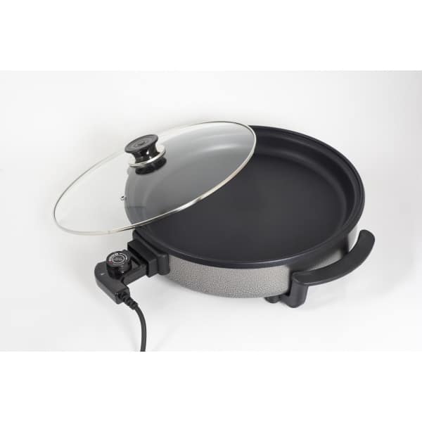 Tigaie electrica rotunda, pizza, grill, diametru 38 cm, putere 1500 W, capac sticla / ZLN 7870