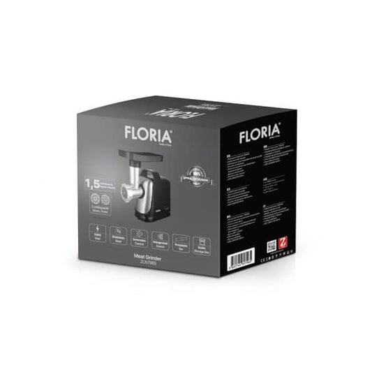 Masina de tocat Floria, putere 1300W, doua site, functie de revers, lama din otel, negru / ZLN 7965