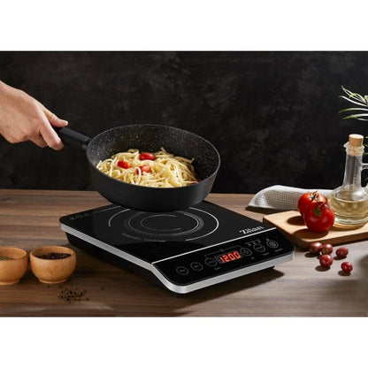 Plita cu inductie, Zilan putere 2000W, geam din cristal negru, oprire automata / ZLN 8078