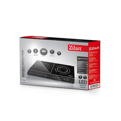 Plita cu inductie, Zilan, doua ochiuri putere 3500W, geam din cristal negru, oprire automata / ZLN 8088