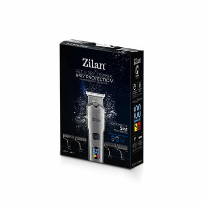 Aparat de tuns electric 5 in 1, pentru barbati reincarcabil IPX7, LED, gri / ZLN 8634