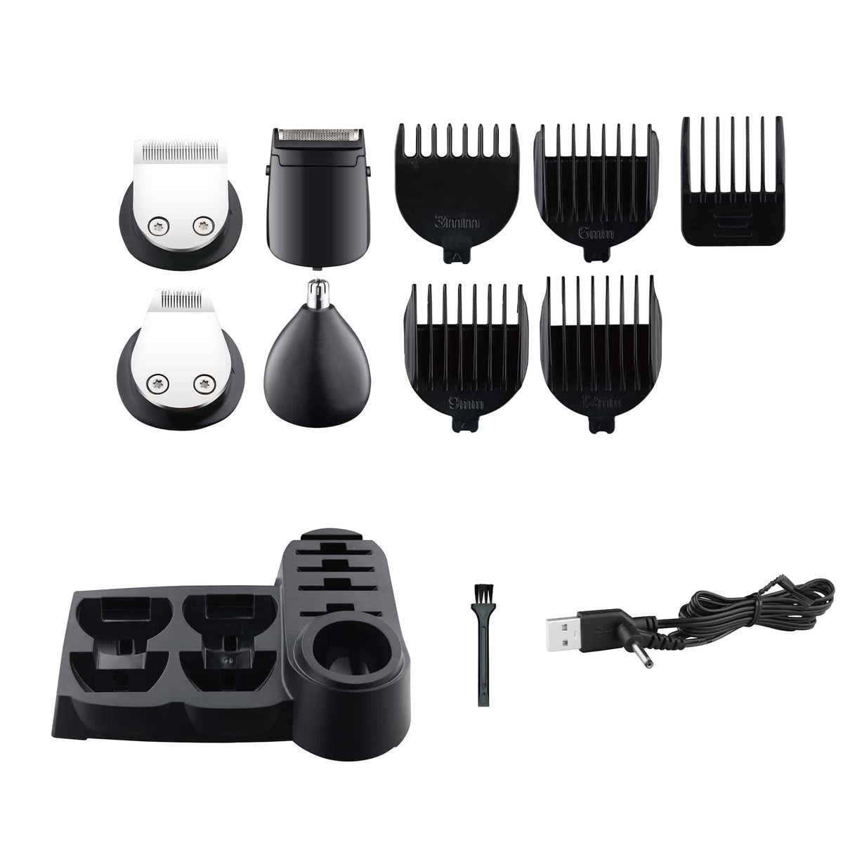 Aparat de tuns electric 10 in 1, pentru barbati reincarcabil, LED, negru / ZLN 8658