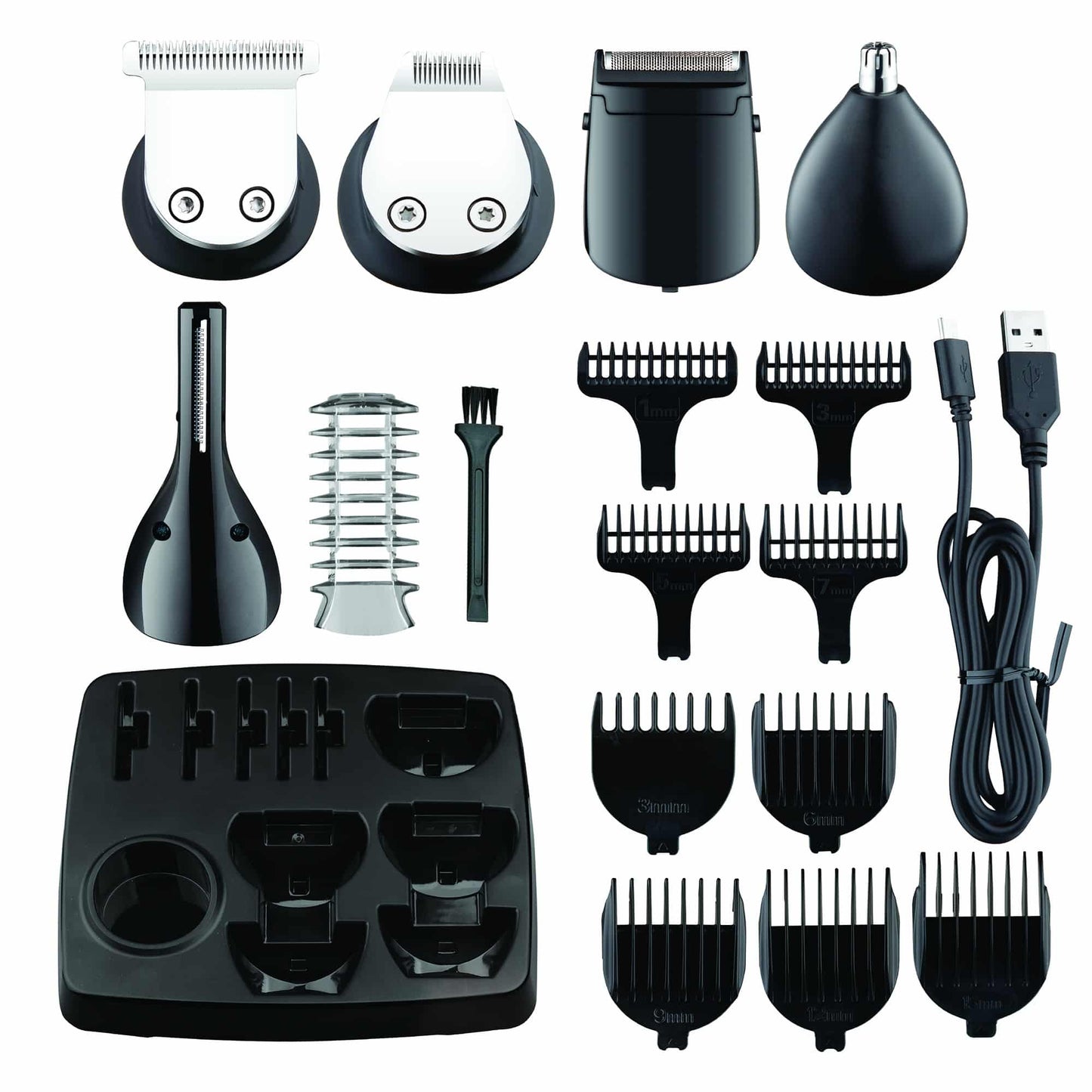 Aparat de tuns electric 16 in 1, pentru barbati reincarcabil, LED, gri / ZLN 8665