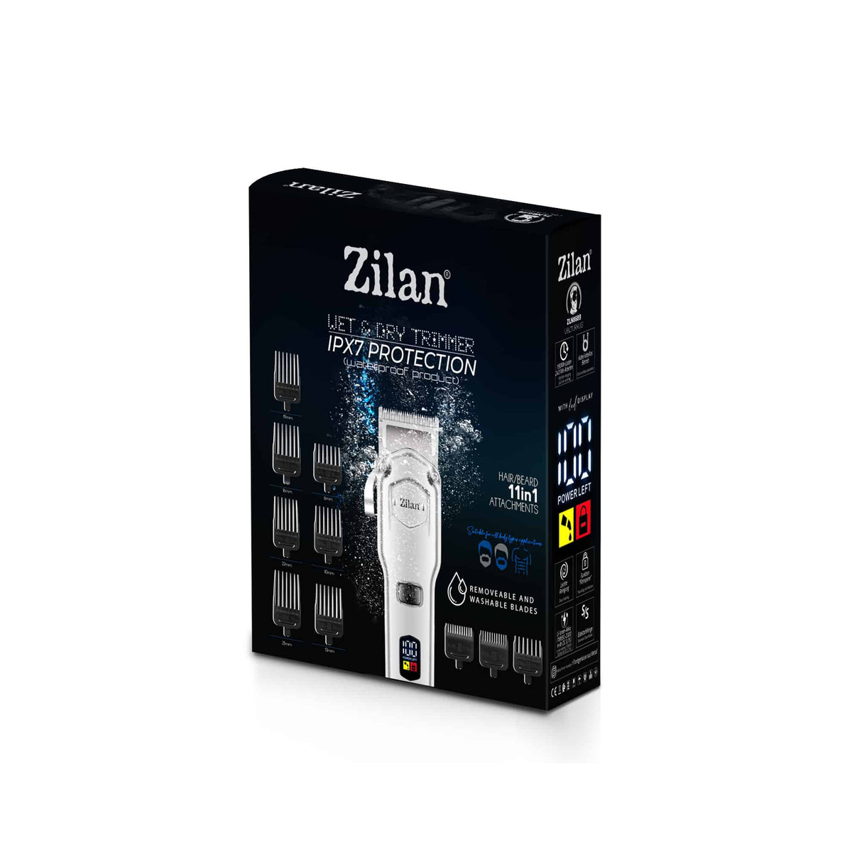 Aparat de tuns electric 11 in 1, pentru barbati reincarcabil IPX7, LED, gri / ZLN 8689