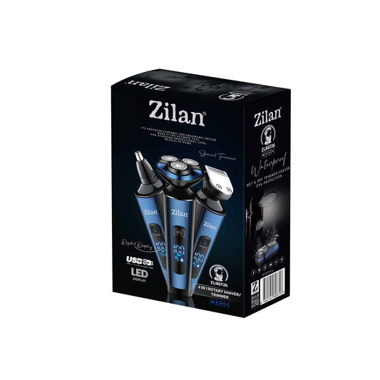 Aparat de tuns si ras 4 in 1, electric pentru barbati reincarcabil IPX6, LED, 3 capete, negru / ZLN 8726