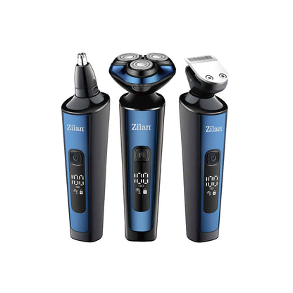 Aparat de tuns si ras 4 in 1, electric pentru barbati reincarcabil IPX6, LED, 3 capete, negru / ZLN 8726