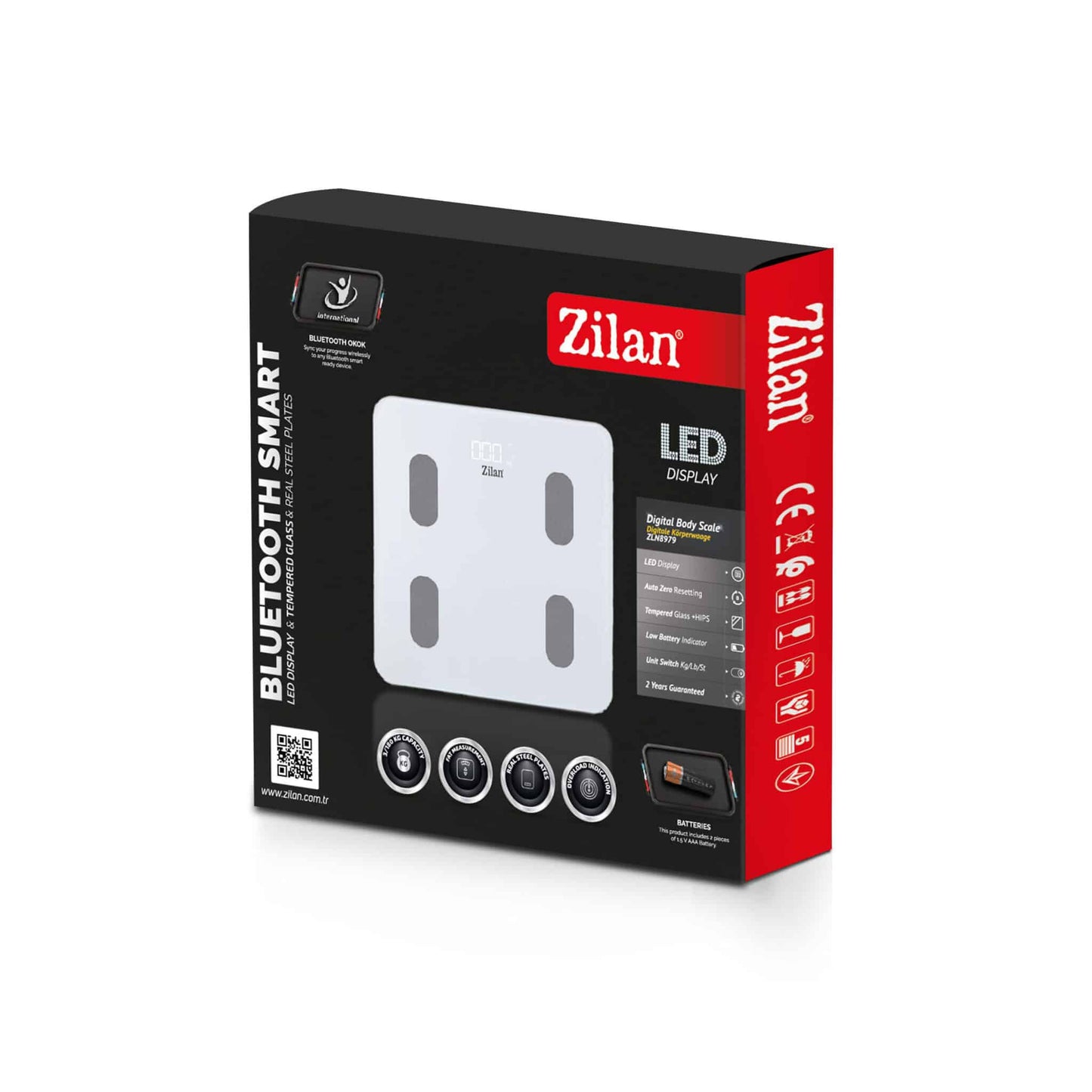 Cantar electronic de persoane, ZILAN maxim 180kg, sticla, alb / ZLN 8979