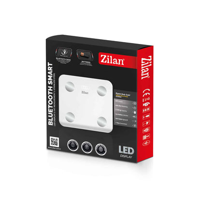 Cantar electronic de persoane, ZILAN maxim 180kg, sticla, alb / ZLN 9006