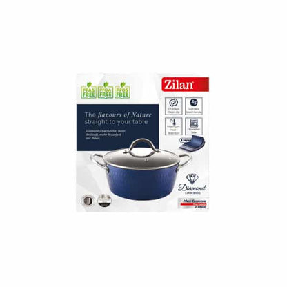 Oala cu capac ZILAN Diamond, din ceramica si inox, baza de inductie, diametru 20cm / ZLN 9600