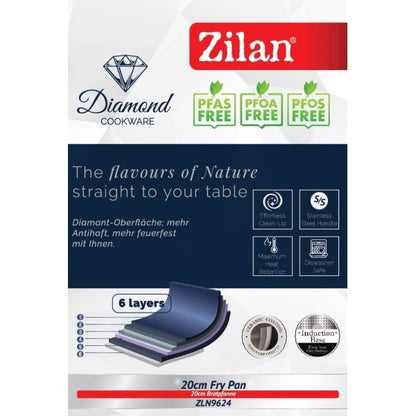 Tigaie ZILAN Diamond, din ceramica si inox, baza de inductie, diametru 20cm / ZLN 9624