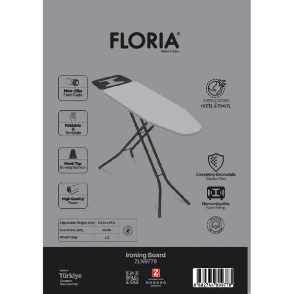 Mini masa de calcat Floria cu cadru metalic, 90x30x81.5cm Z-TOOLS / ZLN 9778