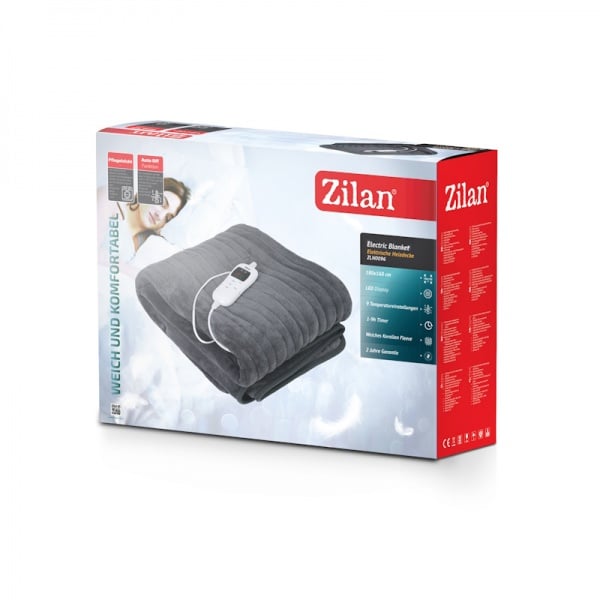 Patura electrica dubla, 180x160cm, 9 trepte de putere, gri ZILAN / ZLN0096