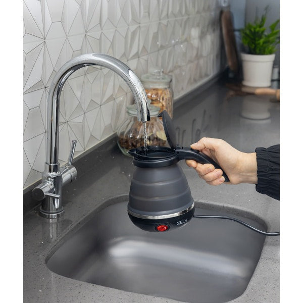 Fierbator pliabil pentru voiaj, putere 750W, capacitate 0.5l, baza din inox si carcasa din silicon durabil ZILAN / ZLN1986