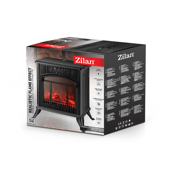 Semineu electric, 2 trepte de putere 1900W, element de incalzire PTC, ZILAN / ZLN2051