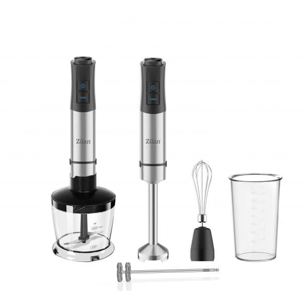 Set blender 5 in 1, putere 1200W, 12 trepte de viteza, functie turbo, inox ZILAN / ZLN3939