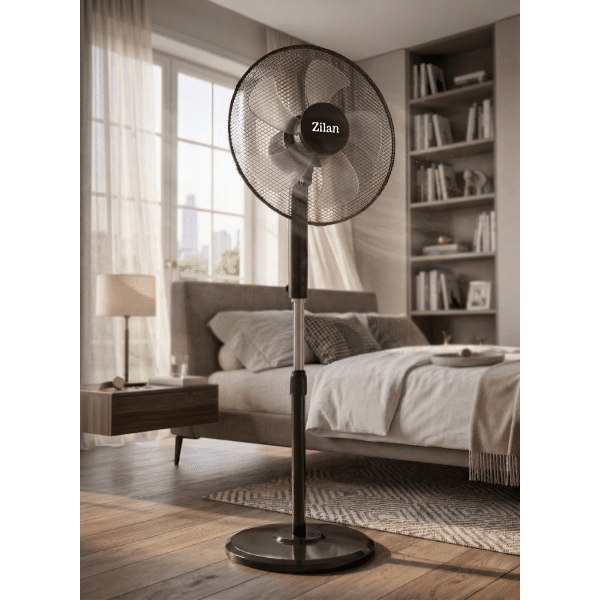 Ventilator cu picior,  putere 48W, 3 trepte viteză, diametru 43 cm, negru ZILAN / ZLN4642