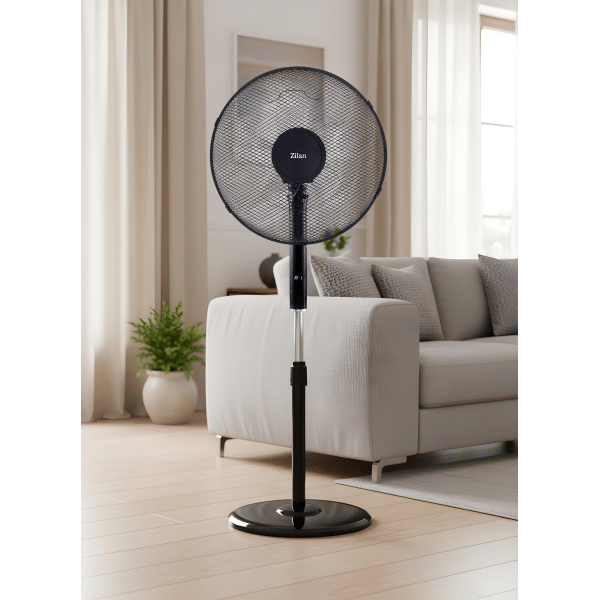 Ventilator cu picior,  putere 48W, 3 trepte viteză, diametru 43 cm, negru ZILAN / ZLN4642