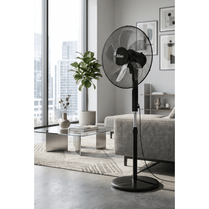 Ventilator cu picior,  putere 48W, 3 trepte viteză, diametru 43 cm, negru ZILAN / ZLN4642