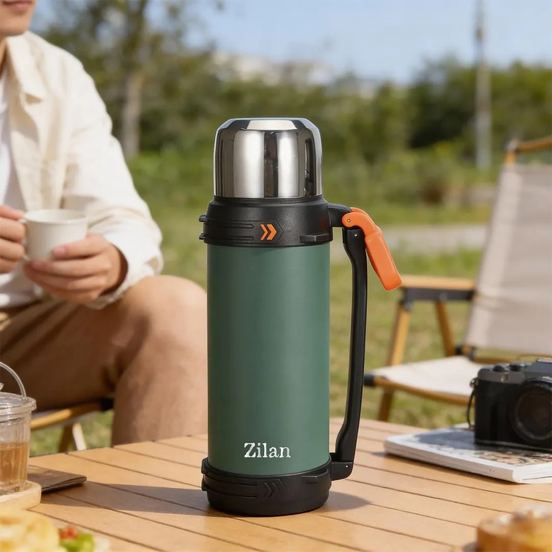 Termos de voiaj Inox, capacitate 2,45L, recipient termoizolant, păstrează băuturile calde 18 ore și reci 32 ore ZILAN / ZLN5250