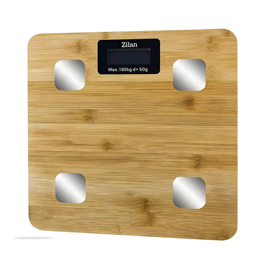 Cântar de baie digital cu bluetooth, capacitate 180 kg, blatformă din bambus, ZILAN / ZLN9008