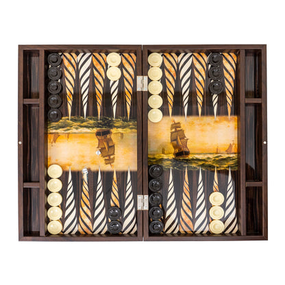 Joc de table din lemn lacuit, model corabie (GEMILER) 48x58cm / ZTS 5482-4