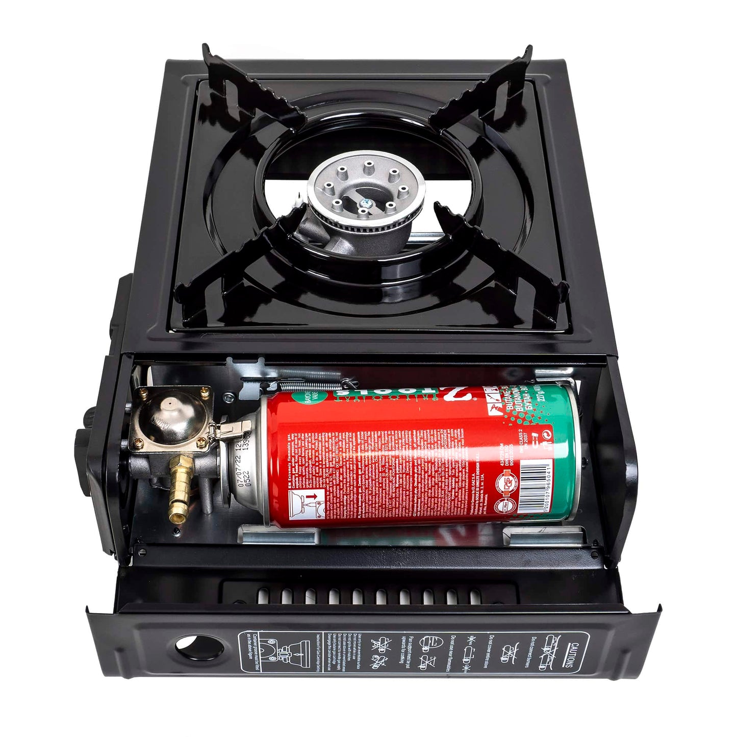 Aragaz camping, aprindere automata, dubla alimentare butelie spray sau gaz, negru AD-2 / ZTS5519